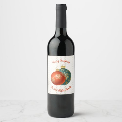 Christmas Orange OrnamentFood  Beverage Label Set