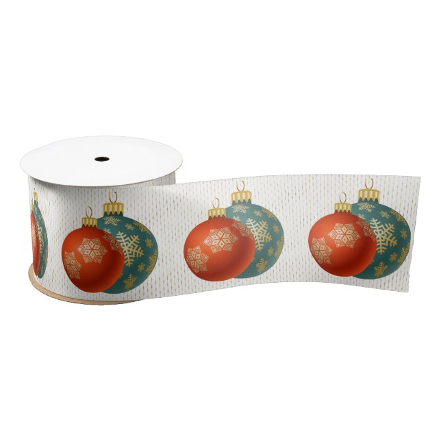 Christmas Orange Ornaments Ribbon (Spool)