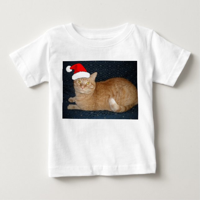 Christmas Orange Tabby Cat Baby T-Shirt (Front)