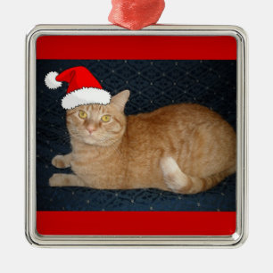 Christmas Orange Tabby Cat Metal Ornament