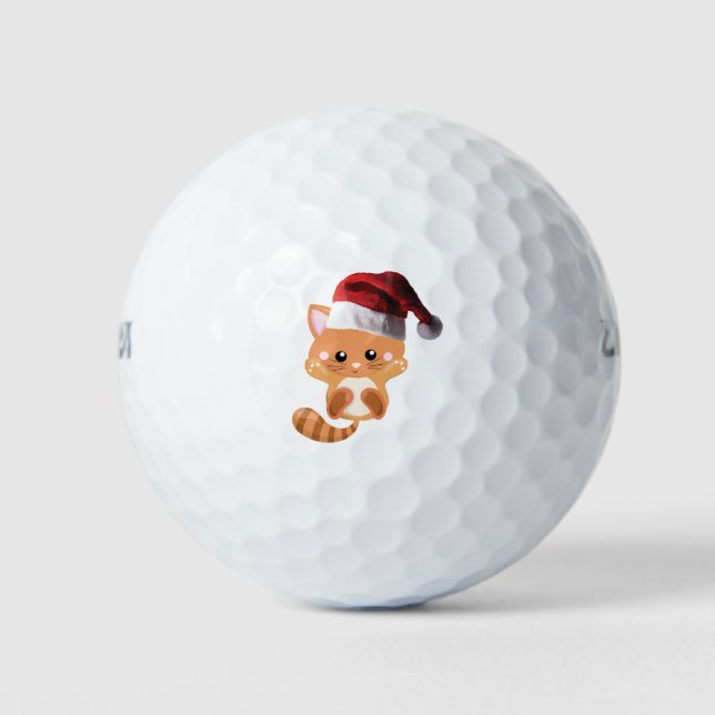 Christmas orange tabby kitten golf balls (Front)