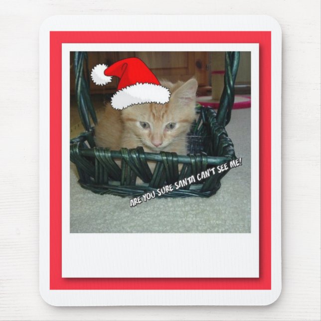 Christmas Orange Tabby Kitten Mouse Pad (Front)