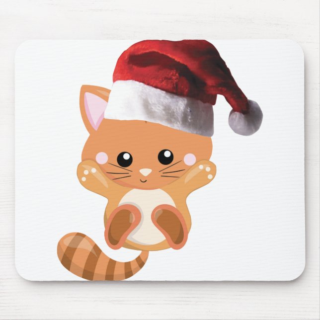Christmas orange tabby kitten mouse pad (Front)