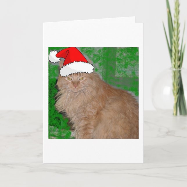 Christmas Orange Tabby Kitty Cat Holiday Card (Front)