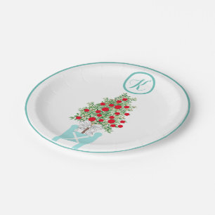 Christmas Orange tree Topiary Chinoiserie Paper Plates