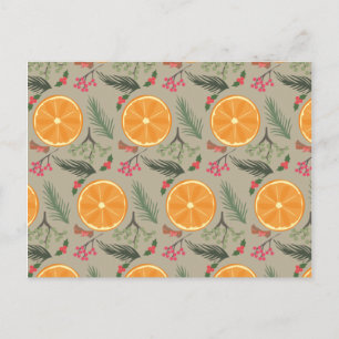 Christmas Orange Wreath Print Holiday Postcard