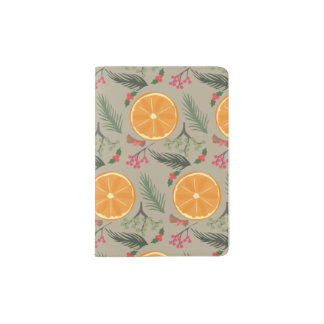Christmas Orange Wreath Print Passport Holder