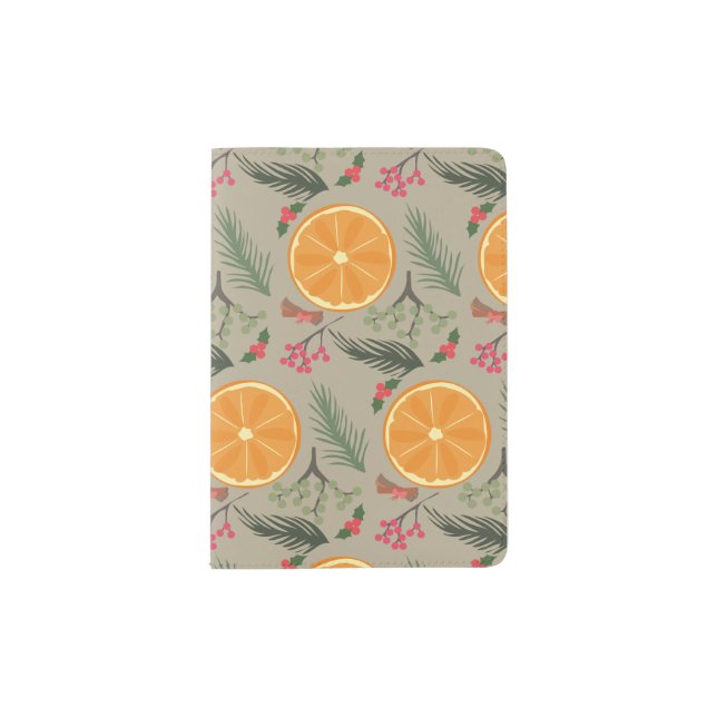 Christmas Orange Wreath Print Passport Holder (Front)