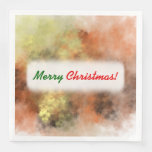 [ Thumbnail: Christmas; Orange, Yellow & Gray Mist-Like Pattern Napkin ]