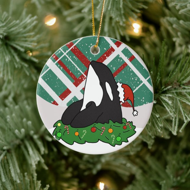 Christmas Orca Ceramic Ornament (Tree)