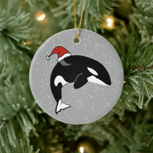 Christmas Orca Killer Whale Ceramic Ornament