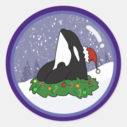 Christmas Orca Killer Whale  Classic Round Sticker