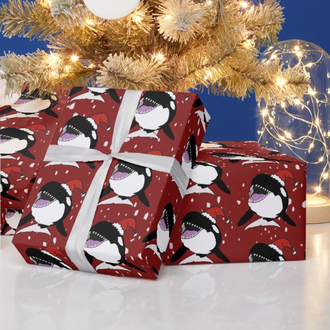Christmas Orca Killer Whale  Wrapping Paper (Holidays)
