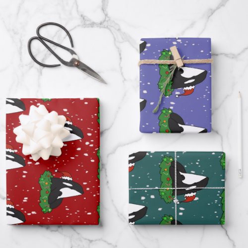 Christmas Orca Killer Whale  Wrapping Paper Sheets