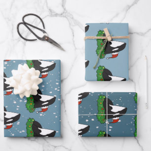 Christmas Orca Killer Whale Wrapping Paper Sheets