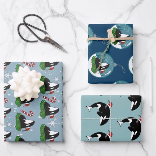 Christmas Orca Killer Whale Wrapping Paper Sheets