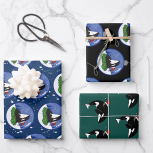 Christmas Orca Killer Whale Wrapping Paper Sheets