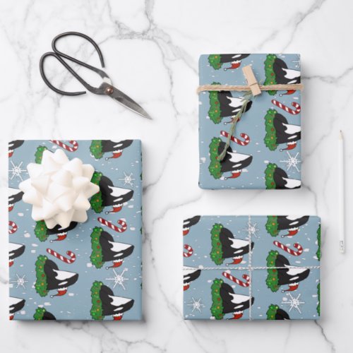 Christmas Orca Killer Whale  Wrapping Paper Sheets