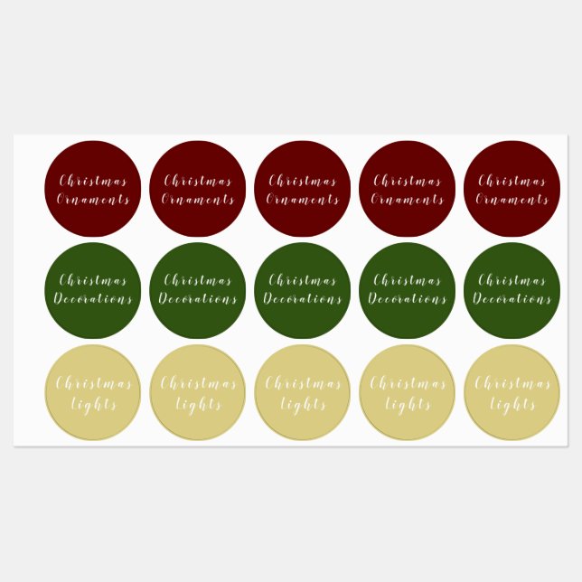 Christmas Organization  Labels (Sheet)