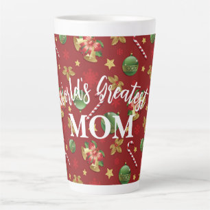 Christmas Ornamant  & Candy Cane Pattern Latte Mug