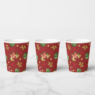 Christmas Ornamant  & Candy Cane Pattern Paper Cups