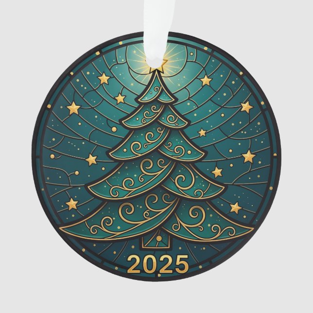 Christmas Ornament 2025 Faux Stained Glass Eff. 2 (Front)