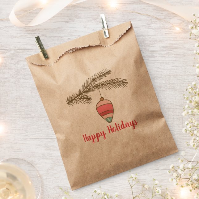 Christmas Ornament and Branch Customizable Favor Bag (Clipped)