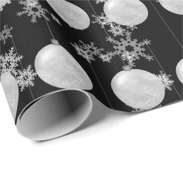 Christmas Ornament And Snowflakes Wrapping Paper (Roll Corner)