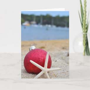 Christmas Ornament and Starfish Sand Card