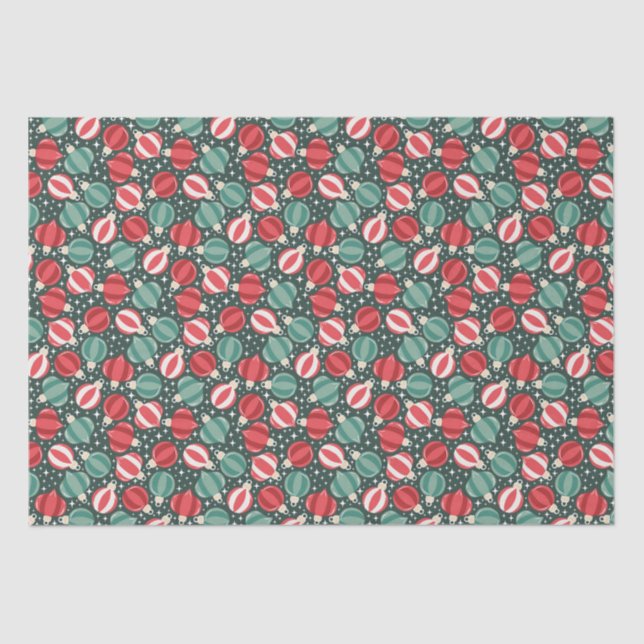 Christmas Ornament Baubles Red Green Tissue Paper (Front)