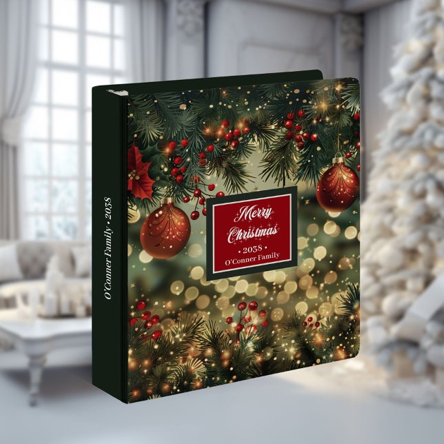 Christmas Ornament Binder Modern Red Green Style (Red Green Ornament Binder Elegant Monogram Album)