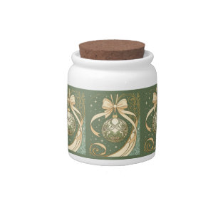 Christmas Ornament Blue And Beige Art Nouveau Candy Jar