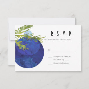 Christmas Ornament, Blue, Wedding RSVP Card