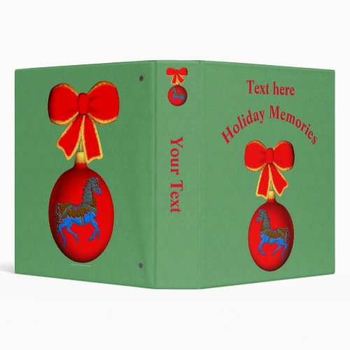 Christmas Ornament Bow Holiday Personalized   3 Ring Binder