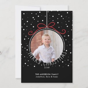 Christmas Ornament Bow Photo Christmas Holiday Card