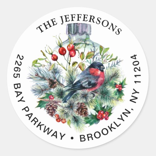 Christmas Ornament Bullfinch  Return Address Label