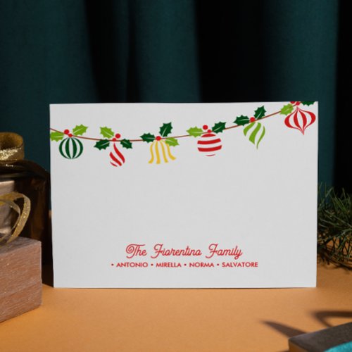 Christmas Ornament Bunting Family Notecards 