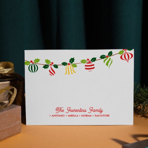 Christmas Ornament Bunting Family Notecards 