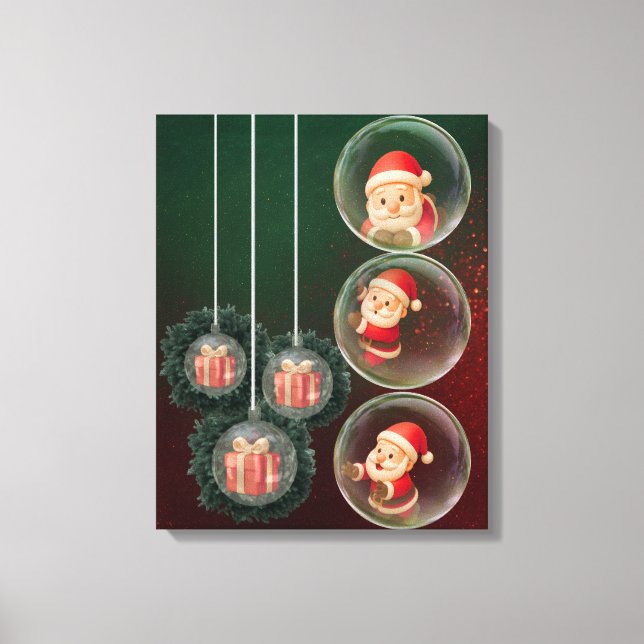 Christmas Ornament Canvas Wall Art – Santa Design (Front)