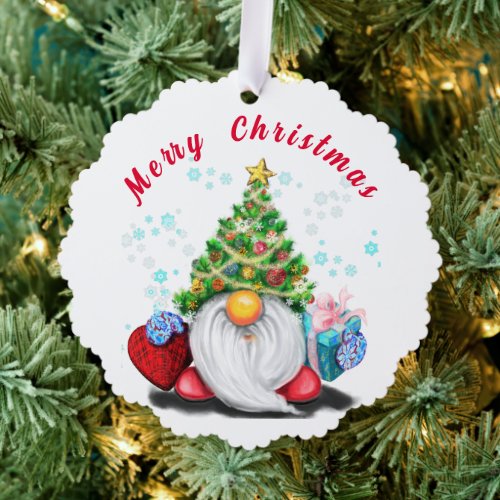Christmas Ornament Card Gnome with Gifts