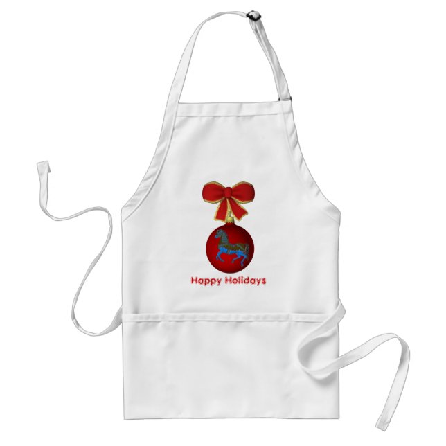 Christmas Ornament Carousel Horse Holiday Adult Apron (Front)