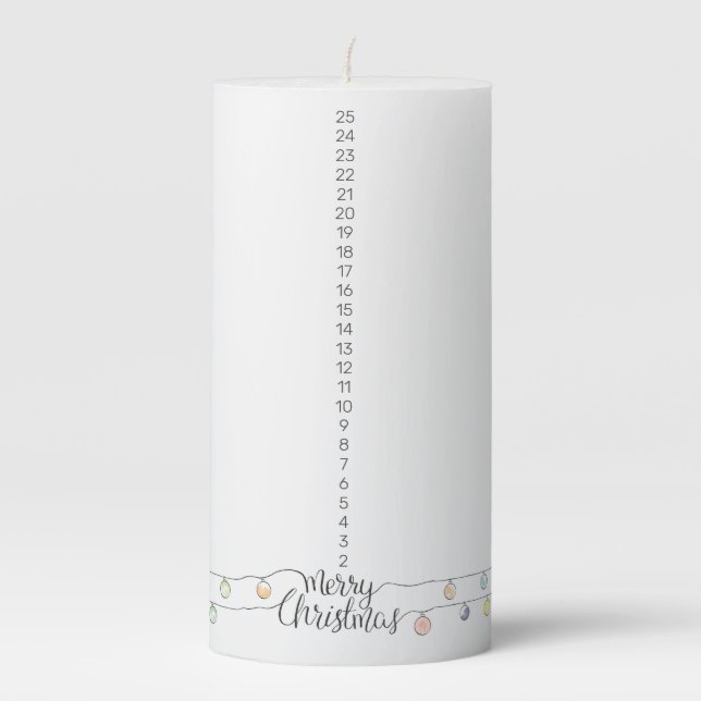 Christmas Ornament Countdown Pillar Candle (Front)