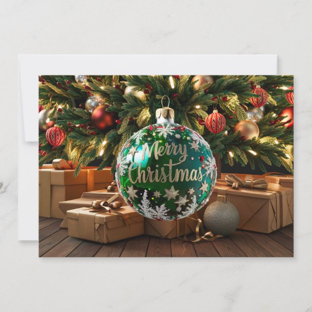 Christmas Ornament Crystal Ball Holiday Card (Front)