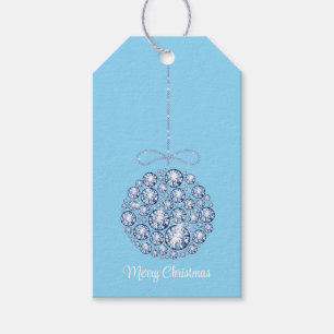 Christmas Ornament Crystal Blue Gift Tags