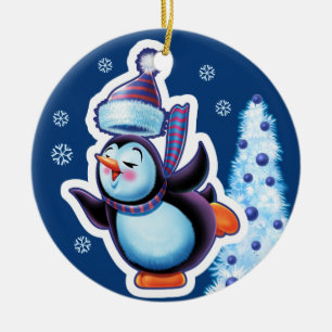 Christmas ornament double sided penguin/snowman