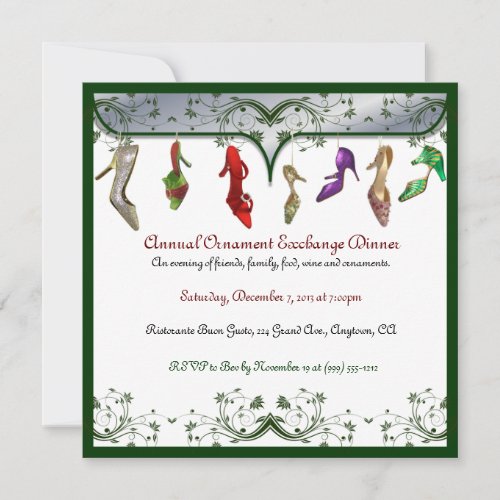 Christmas Ornament Exchange Dinner Invitations