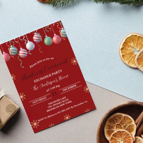 Christmas Ornament Exchange Holiday party  Invitation