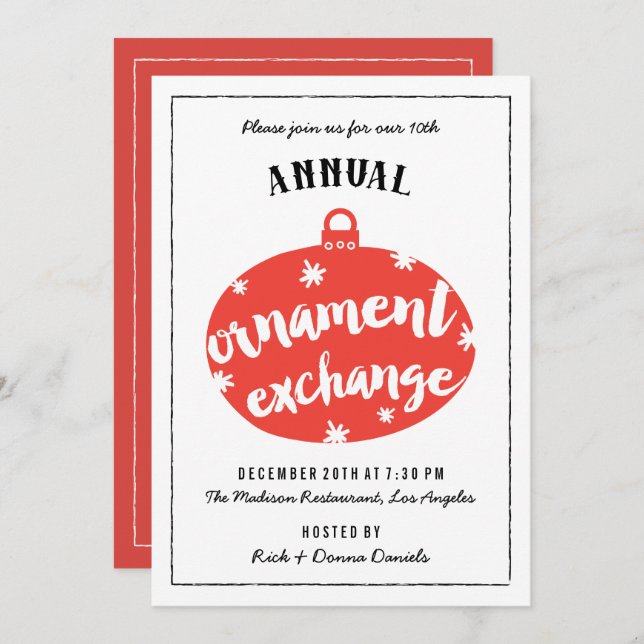 Christmas Ornament Exchange Invitations (Front/Back)