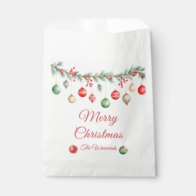 Christmas Ornament Exchange Party Garland Favor Bag (Front)