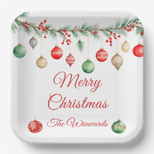 Christmas Ornament Exchange Party Garland Paper Plates